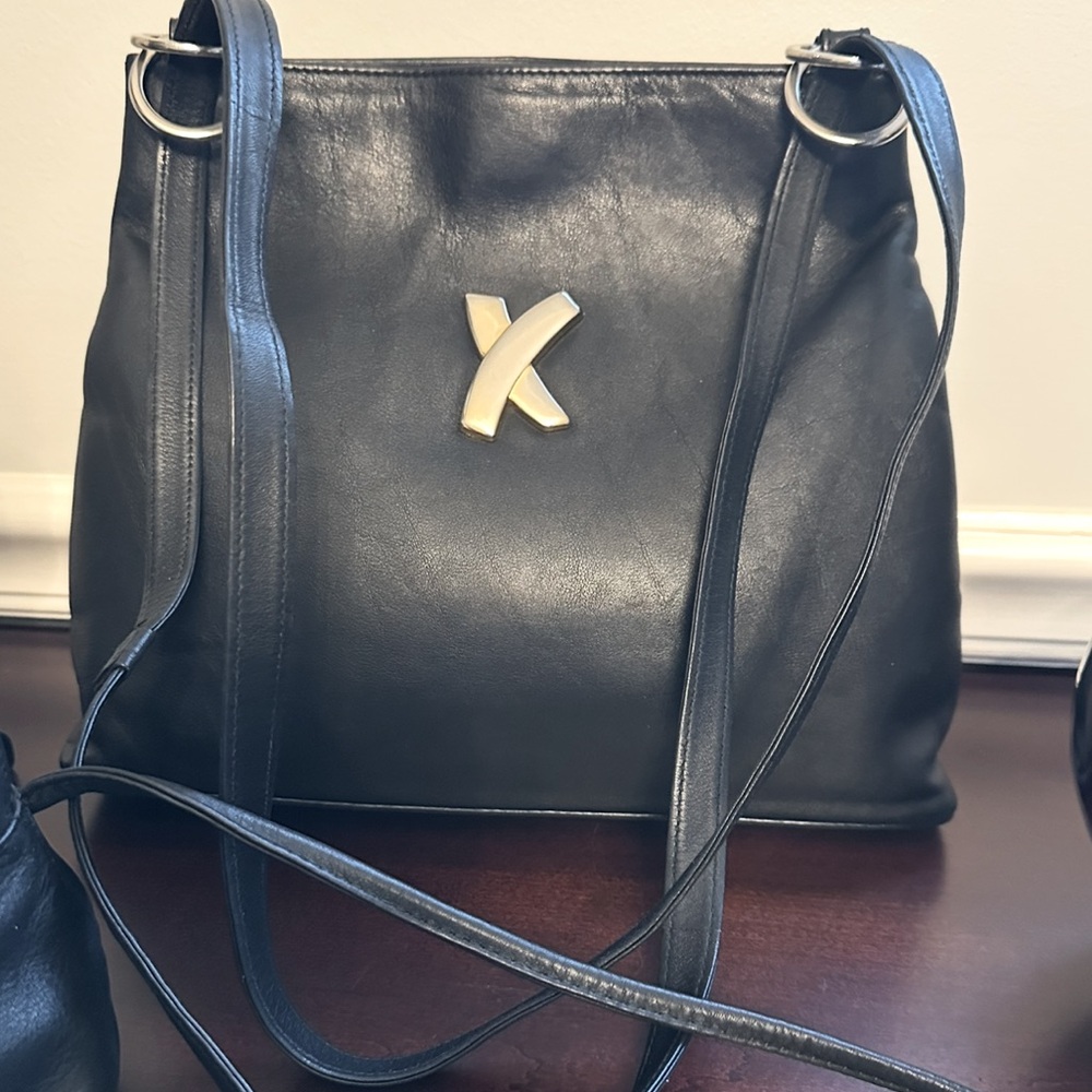 Paloma Picasso Black Leather Shoulder Bag